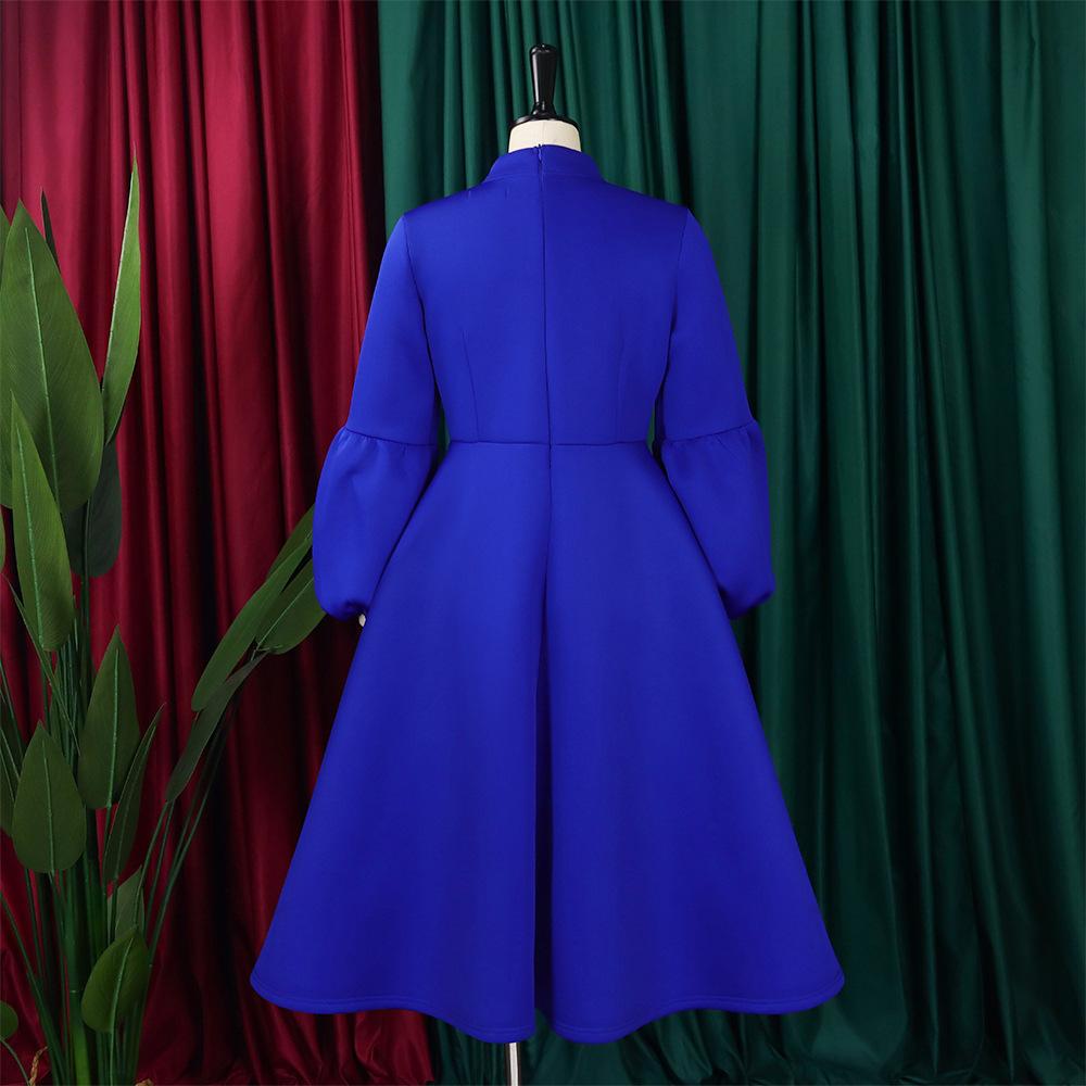New Women's Elegant Elegant Women's Puff Cuff Large Skirt High Waist Women's Office Dress