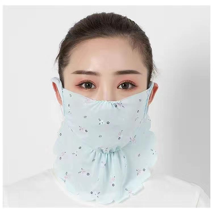 Manufacturers Provide A Size Suitable For All Floral Masks Sunscreen Ice Silk Veil Women Outdoor Travel Essential