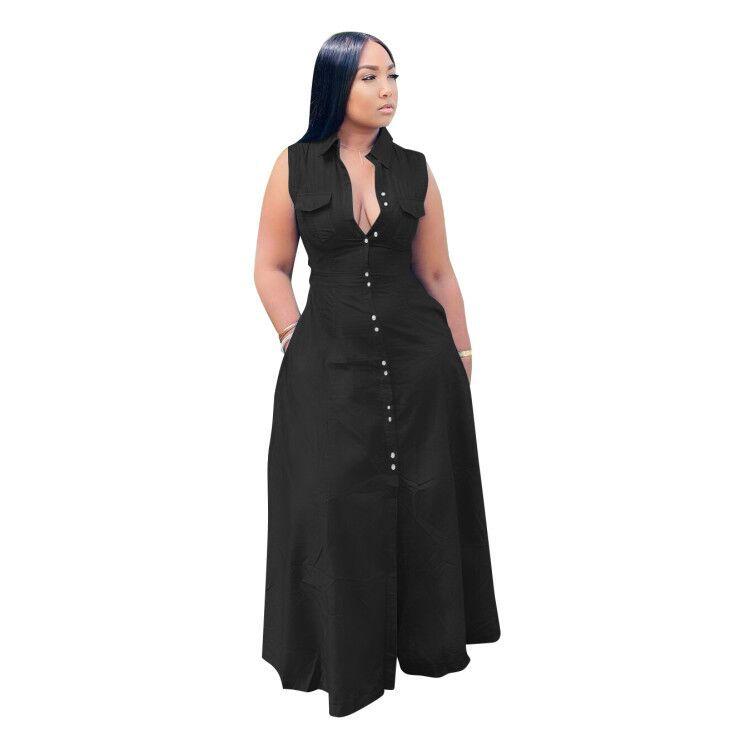 New Design Plus Size Women's Suit Long Casual Solid Color Sleeveless Pocket Women's Clothing