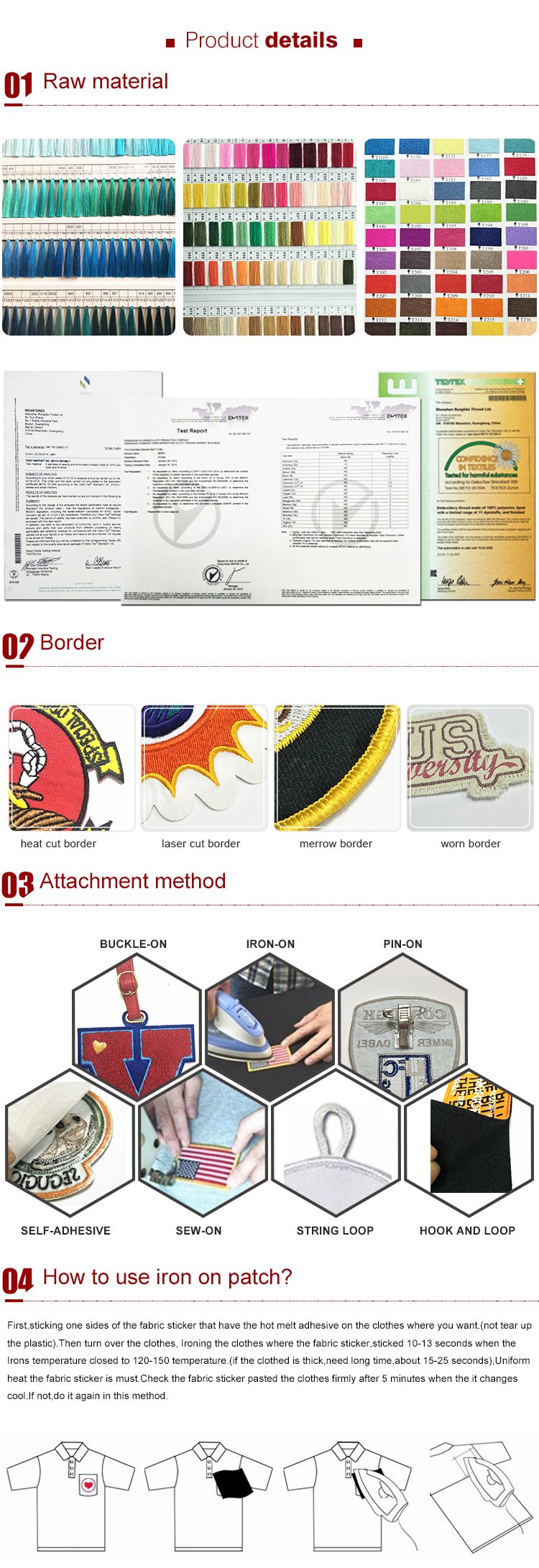 Custom Twill Fabric Embroidery Letter Name Logo Iron Patch