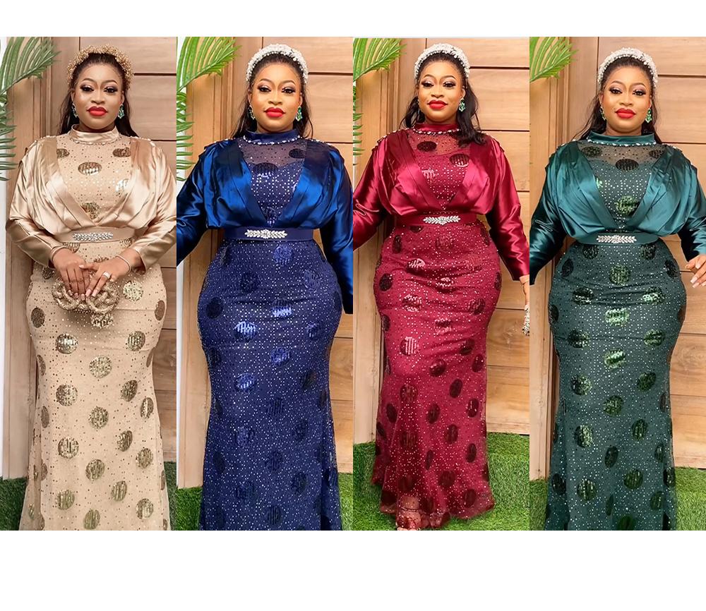 H & D Fashion African European Women Banquet Long Dress Plus Size 2023 New Design