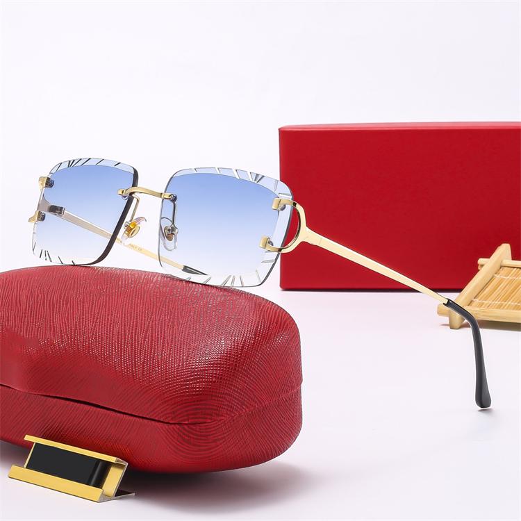 2025 Designer Cartiering Classic Frameless Sunglasses Women And Men Diamond Cut Italian Inspired Luxury Brand Sunglasses UV