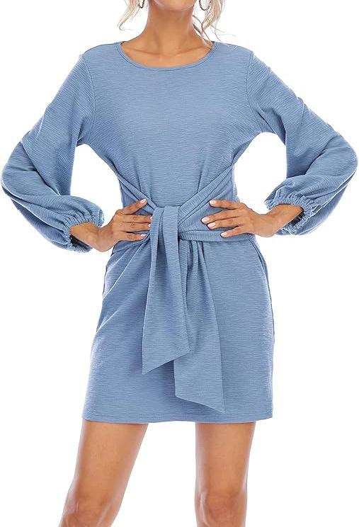 High Quality Elastic Knitted Material Lantern Sleeves Business Office New Dress Design Girls Elegant Women's Clothing