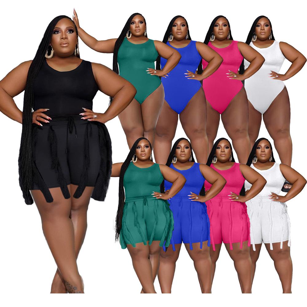 2023 New Plus Size Women's Summer New Short Sleeve Pleated Solid Color Plus Size Dress Women's Elegant