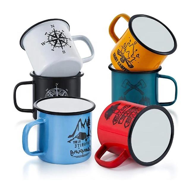 Food Grade Color Enamel Cup Metal Enamel Coffee Cup Outdoor Camping Hiking Backpack