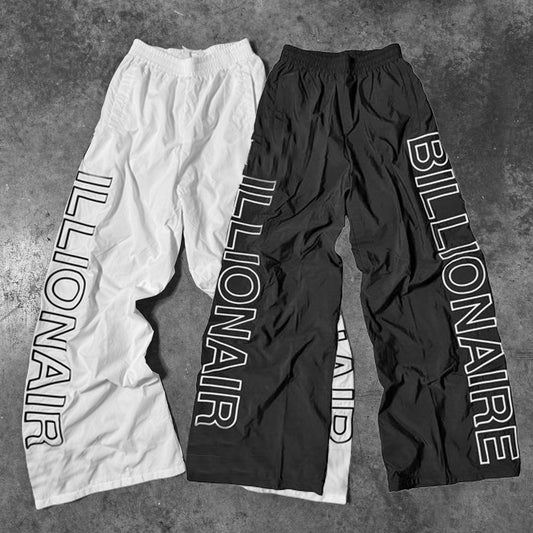 Nylon Pants Wide Leg Embroidered Trouser Men's Polyester Men's Jogger Casual Sports Nylon Sports Pants Men