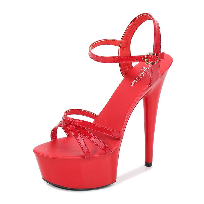 Fashion Ankle Strap Platform Sandals 15cm High Heels Fashion Striptease Sexy Nightclub Sandals Women