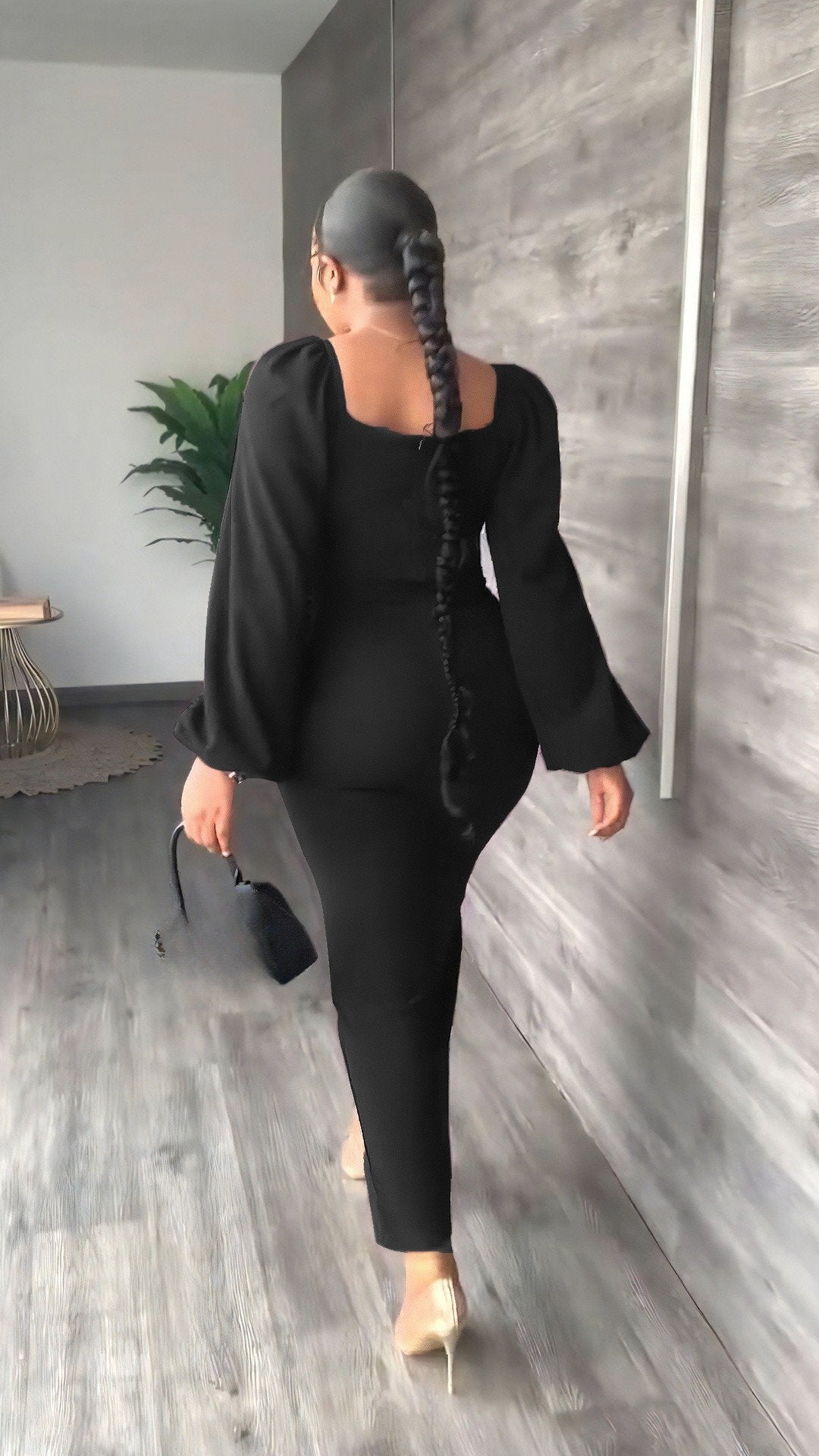 Ladies Elegant Black Maxi Dress Anti Wrinkle Office Party Style Blank Ladies Wholesale