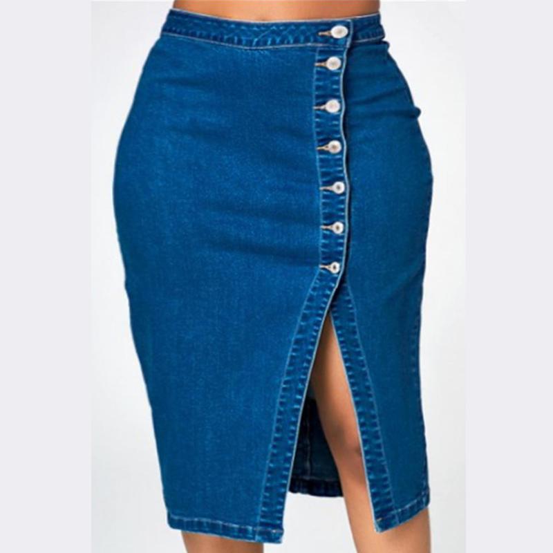 New Office Fashion Casual Mid-length High Waist Denim Dress For Women