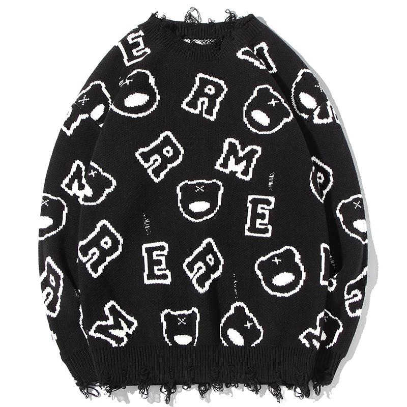 Nanteng Custom Logo Low Minimum Order Quantity Autumn And Winter Warm Printed Jacquard Sweater Round Neck Sweater Men's Pullover