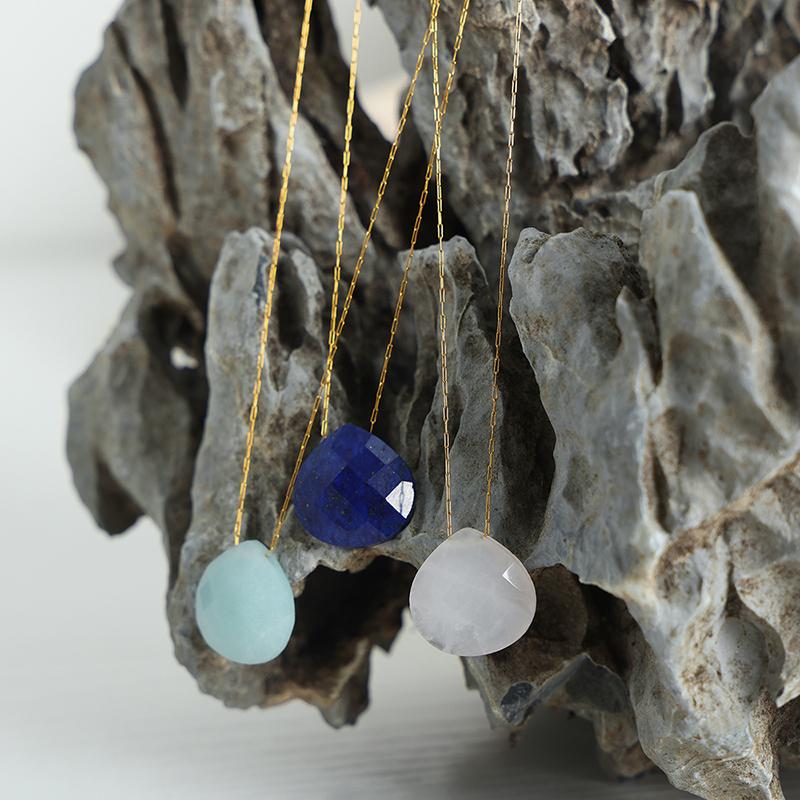 Elegant Personality Fashion Natural Stone Stainless Steel Gold Plated Pendant Necklace