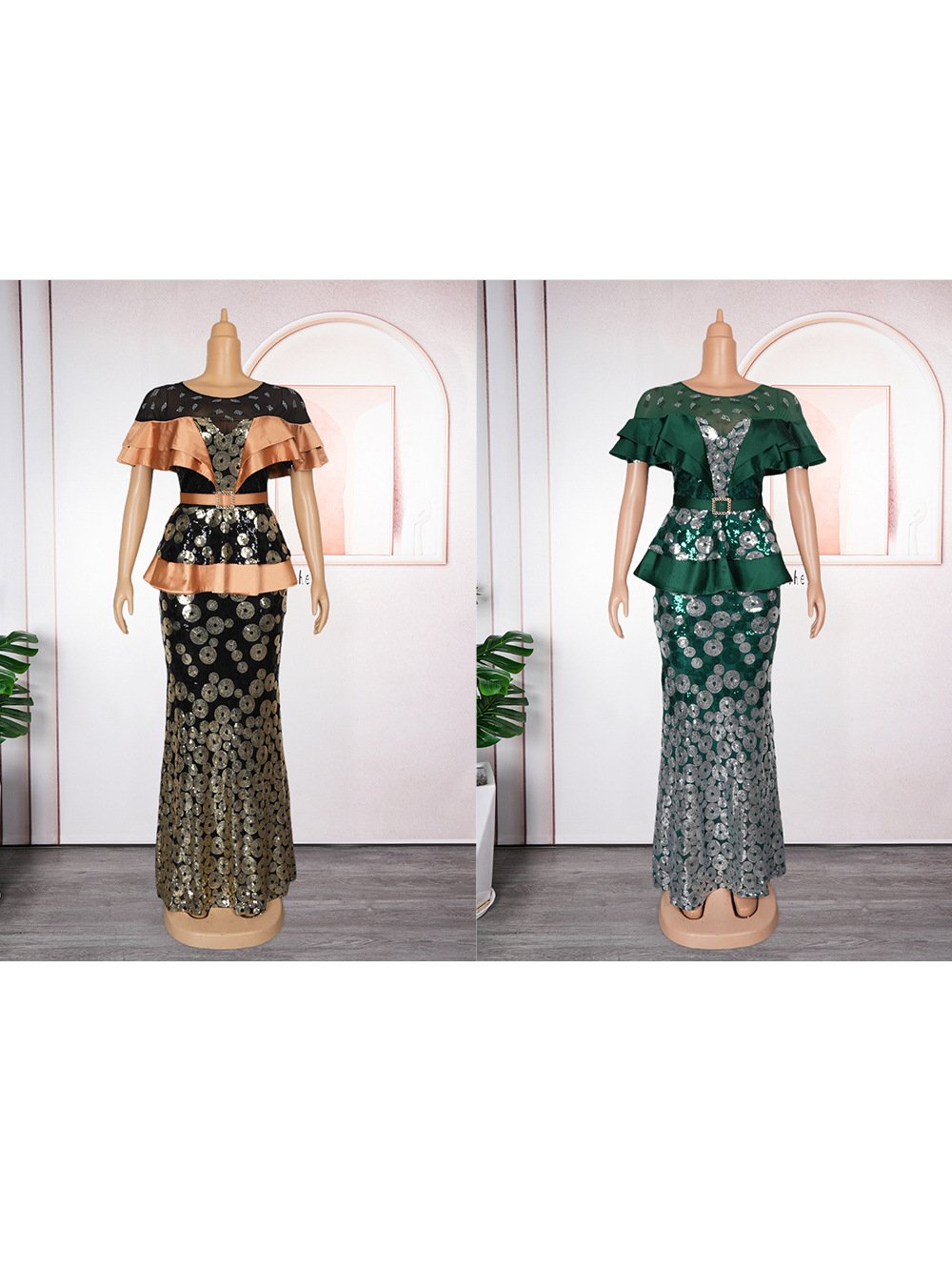 2024 New Sequins Dress European And American Cross-border Foreign Trade Best Selling African Women's Wear Plus Size Dress