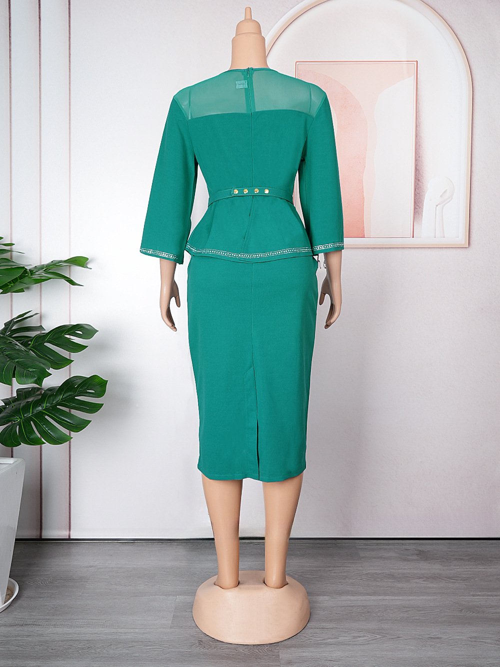 2023 African Mandarin Sleeve Dress Women Printed Dress With Belt Mother Plus Size Elegant Pleated Dress