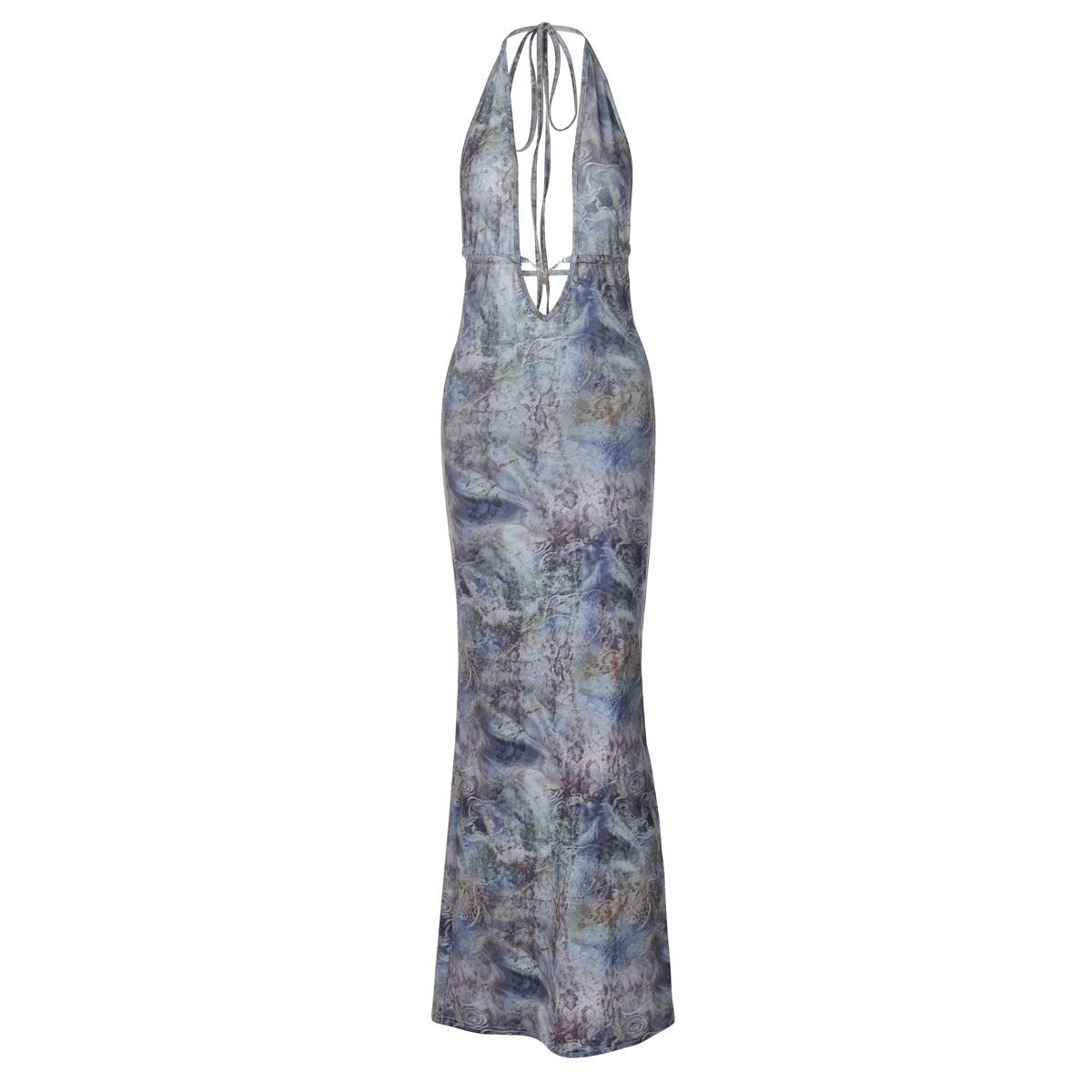 Fashion Women's 2025 Autumn New Fashion Printing Sexy Backless Slim Split Lace Dress Wholesale Maxi Dress