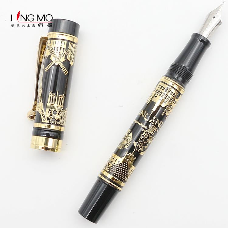 Lingmo High Quality Metal Pen Black Gold With OEM Design Pen With Custom Logo