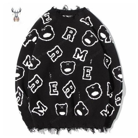 Nanteng Custom Logo Low Minimum Order Quantity Autumn And Winter Warm Printed Jacquard Sweater Round Neck Sweater Men's Pullover