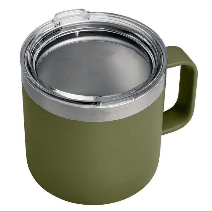 Custom Logo Camping Travel Double Wall 12 Oz 14 Oz Stainless Steel Cup Insulated Coffee Cup With Handle