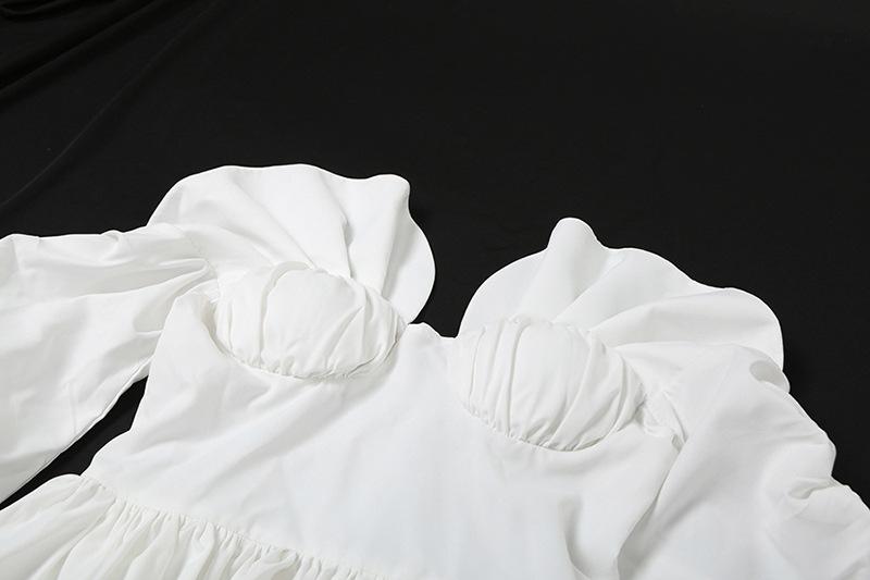 Stock Ruffle Detail Long Sleeve Women Mini Dress Trendy Women's Clothing
