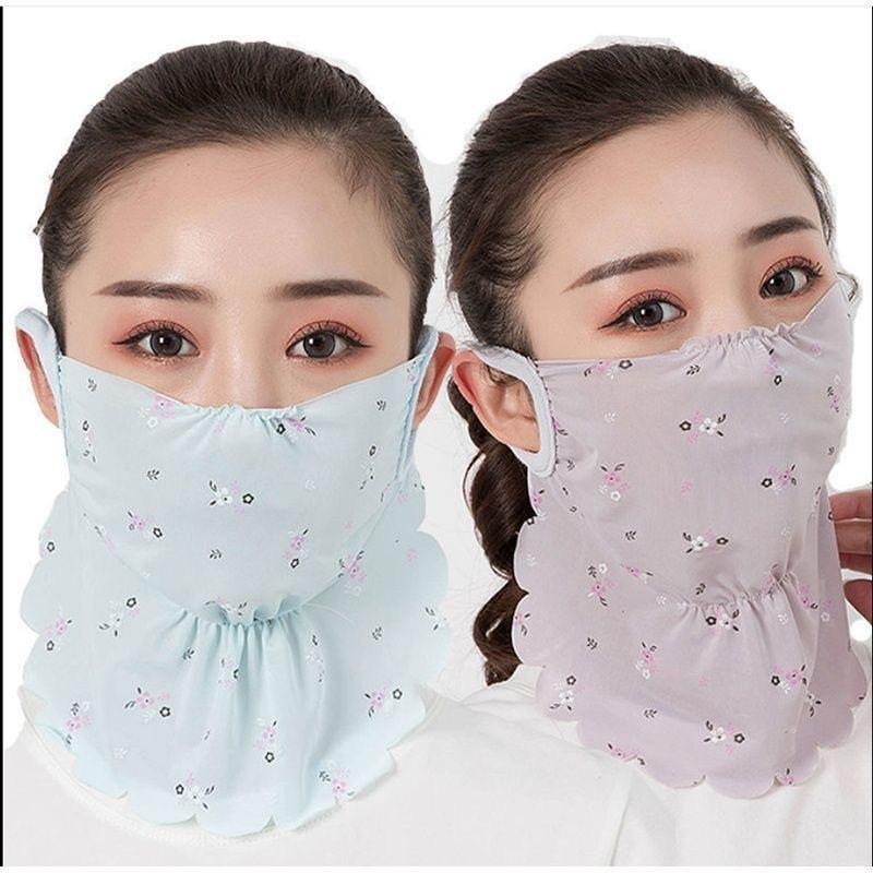 Manufacturers Provide A Size Suitable For All Floral Masks Sunscreen Ice Silk Veil Women Outdoor Travel Essential