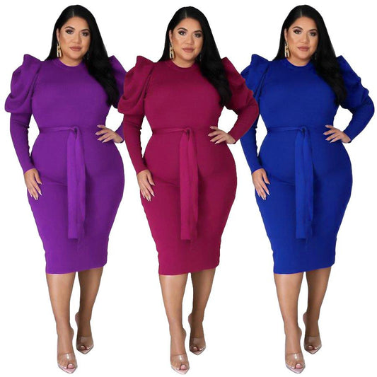 2021 Women's Long Sleeve Casual Tights Plus Size Dress Women's Clothing Plus Size Women's Dress