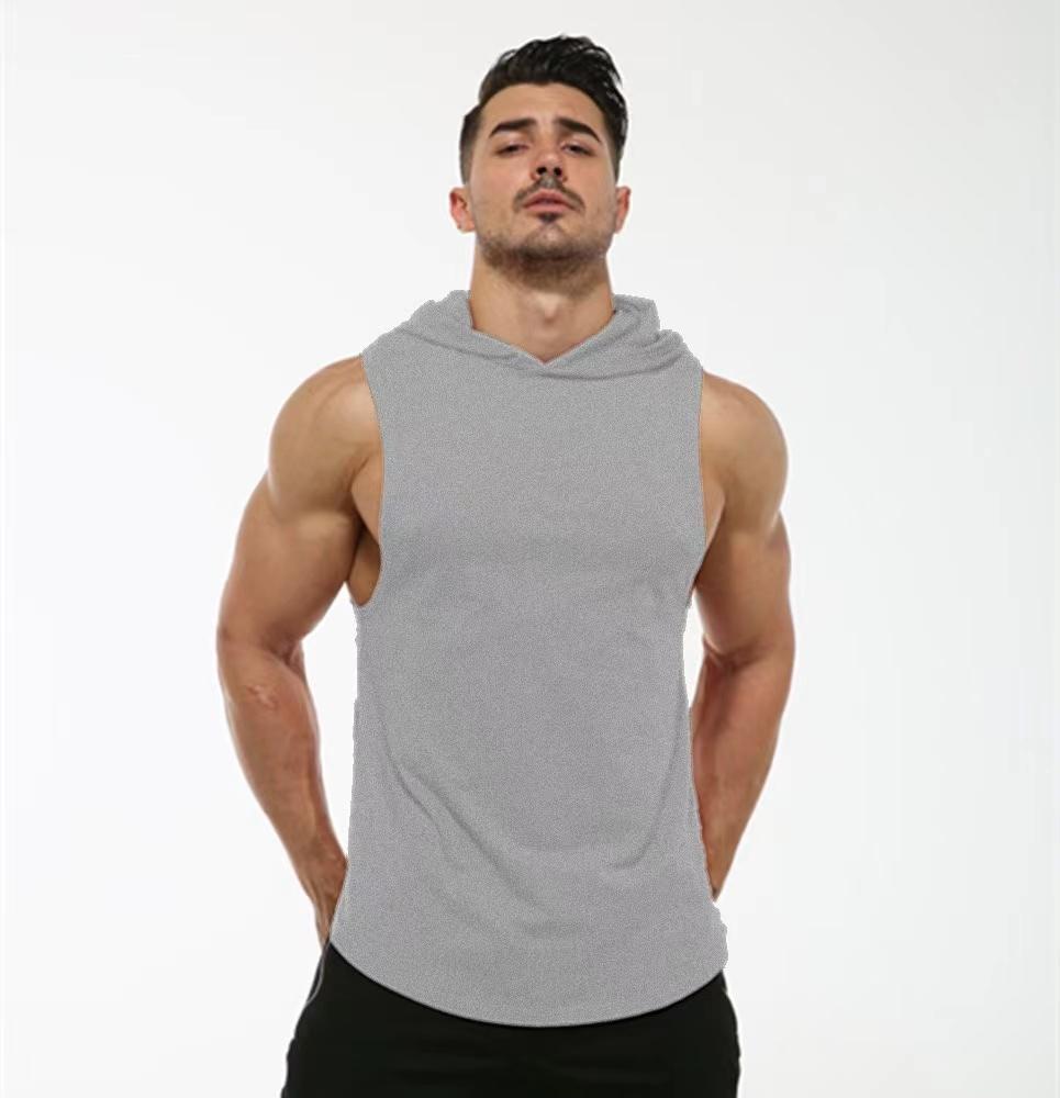 95% Cotton 5% Spandex Hoodie Vest Gym Clothing Training Muscle Vest Fitness Men Hoodie Vest