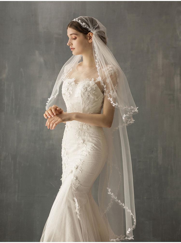 New Beauty V637 Delicate Waltz White Wedding Bridal Veil Soft Tulle Willow Shiny Crystal Beaded Wedding Bridal Veil