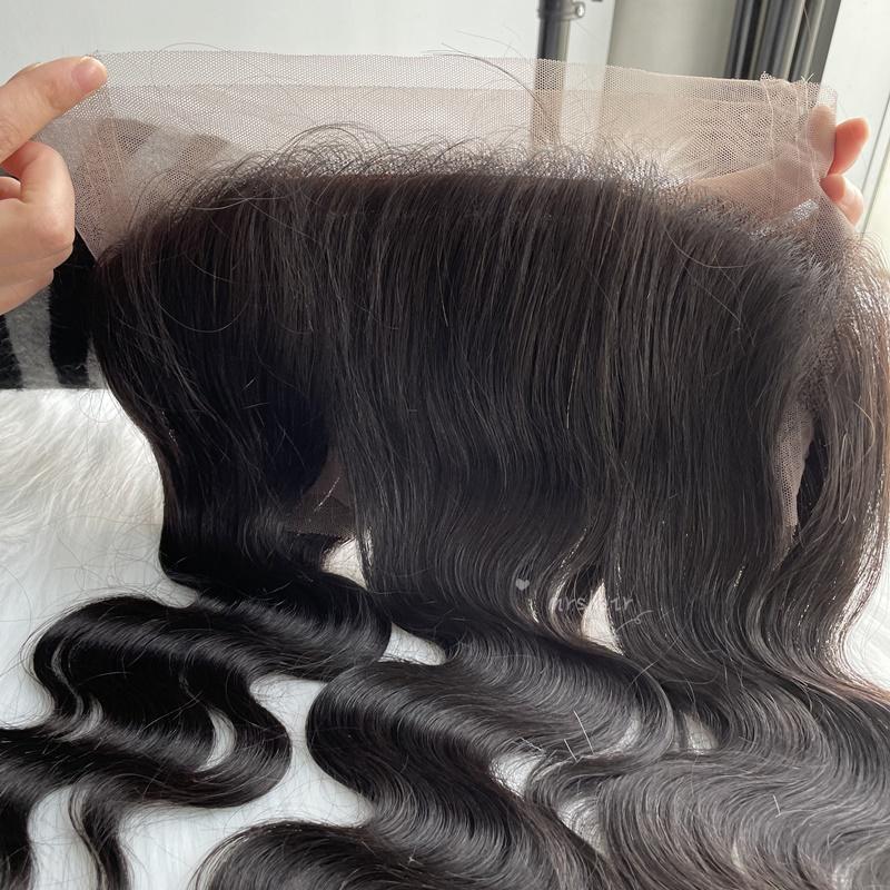 Raw Indian Hair Supplier 360 Lace Front Closure Package Hair With HD Lace Closure Natural Human Hair Bundle With Closure Suit
