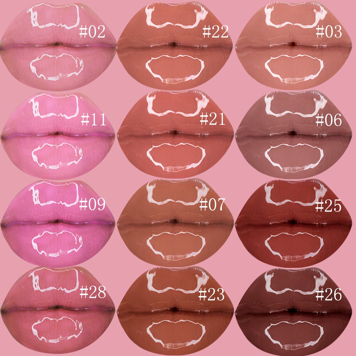 Wholesale Vegan Cosmetics Pink Transparent Nude Lip Gloss Supplier Custom Trademark Sequins Lip Gloss Private Label Lip Gloss