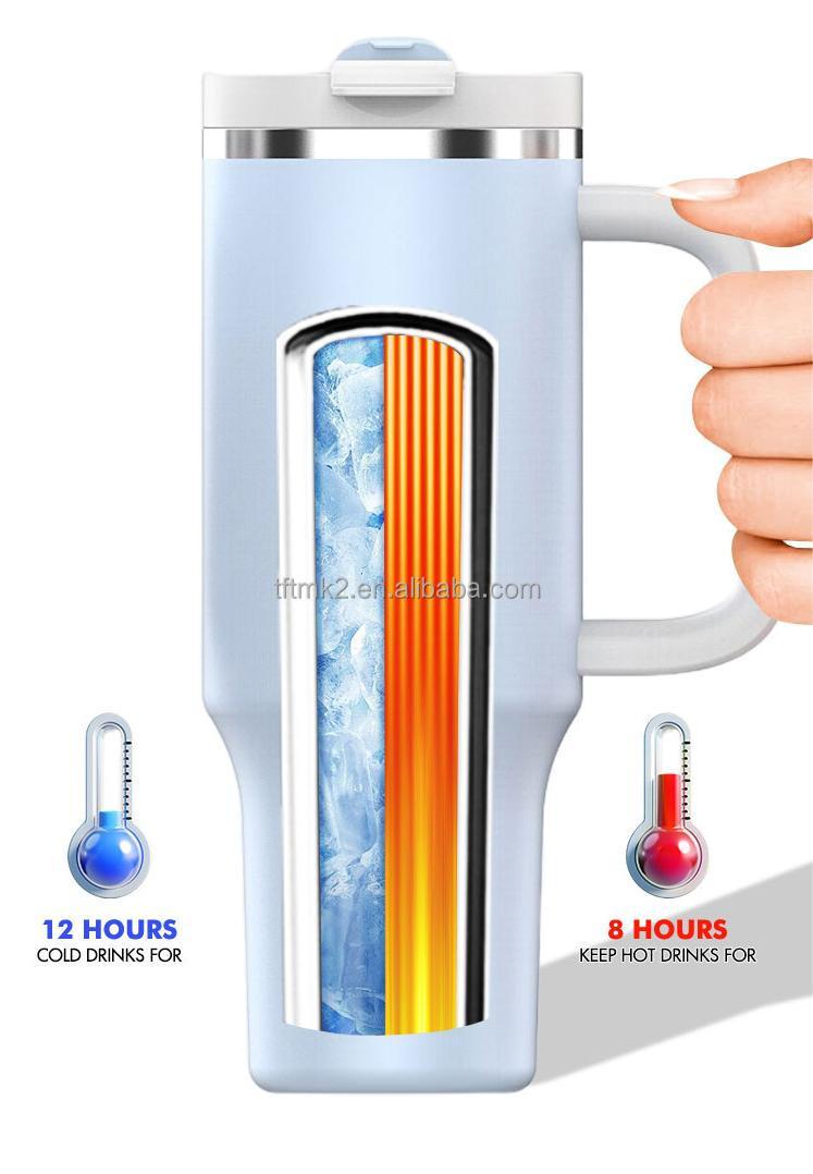 Wholesale High Quality Stainless Steel Metal Mug Travel Coffee Cup 40 Oz Tumbler With Handle And Straw