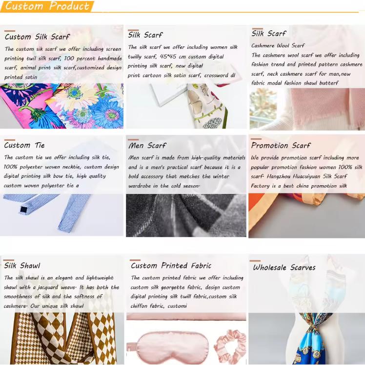 100% Silk Scarf Custom Printed Silk Twill Square Scarf Ladies Digital Printed Silk Scarf With Your Own Design