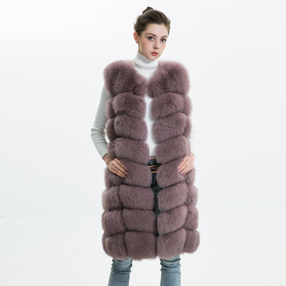 Factory Wholesale Women Genuine Goods Fox Fur Gilet OEM Service Winter Long Natural Fox Fur Vest For Girls