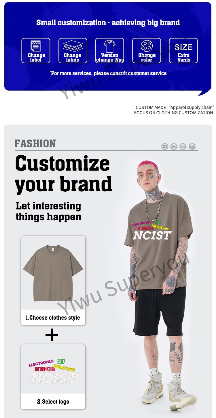 Custom Men's Oversized T-Shirt Printed Logo 100 Cotton Plus Size T-Shirt Large High T-Shirt Loose Fit Men's T-Shirt