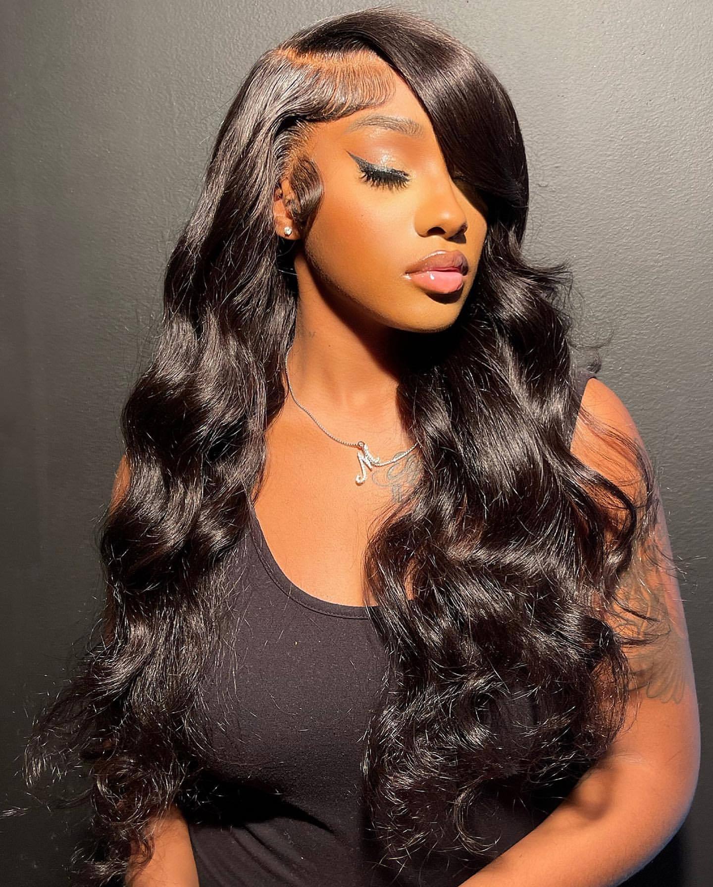 Piano Color 4x 4 Lace Front 20 Inch Black Women Wig 3 Bundles Suit Body Wave Virgin Hair Full Remy Hair