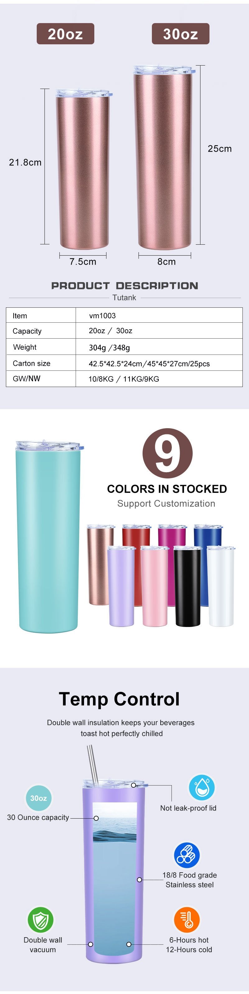 Wholesale Custom Logo 20 Oz Double Wall Stainless Steel Travel Mug Insulated Straight Thin Tumbler Cup Bulk