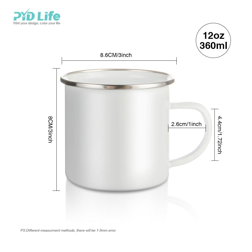 PYD Life 2022 Logo Printing Custom Sublimation Enamel Mug Steel Camping White Coffee Metal Enamel Cup