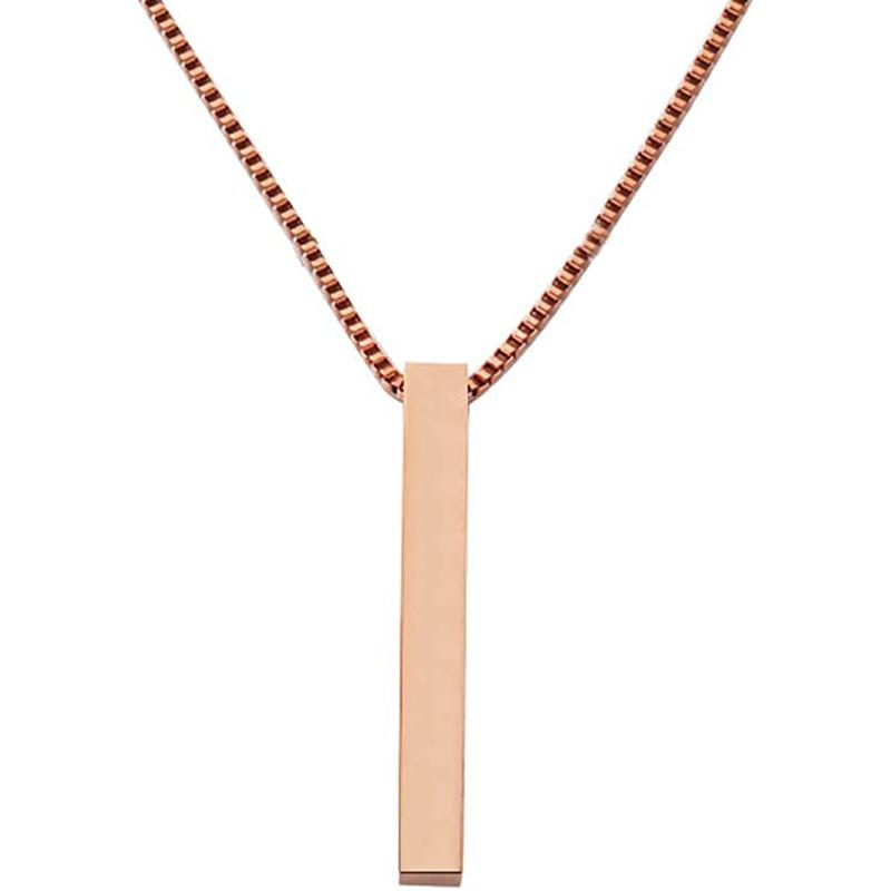 Stainless Steel Plain Vertical Rod Pendant Necklace Hot Sale Custom Carved Blank Rod Pendant Necklace