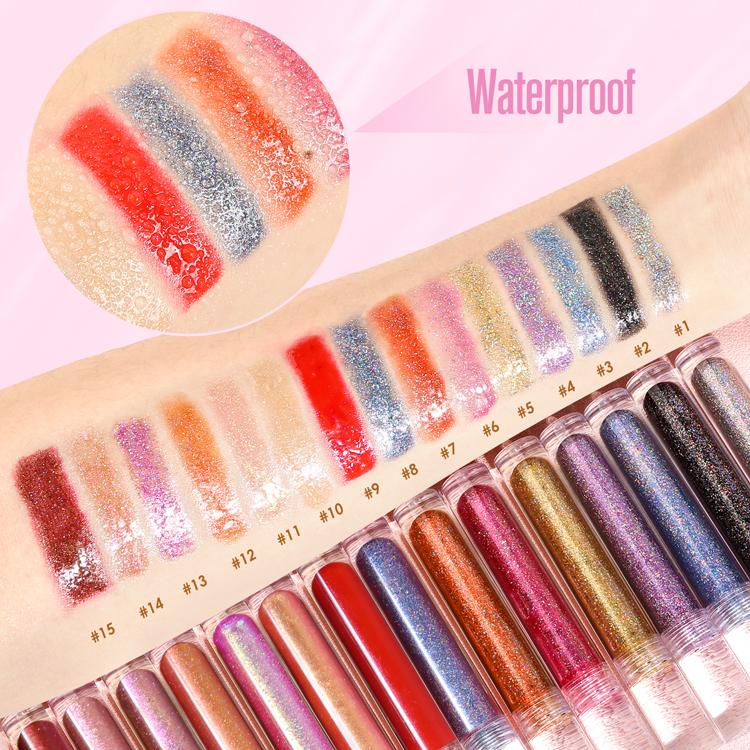 Wholesale OEM Diamond Lip Gloss Makeup High Gloss Hologram Glitter Lip Gloss
