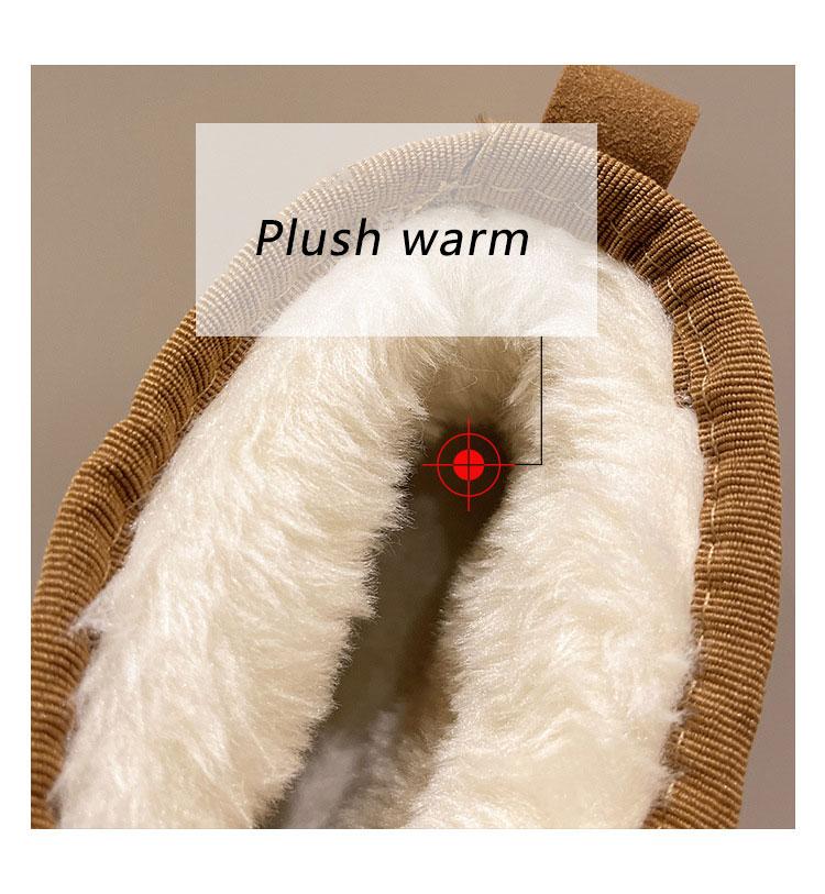 Wholesale Winter Unisex Thickened Warm Non-slip Suede Waterproof Shoes Round Toe Design Couple Women Snow Boots Slippers