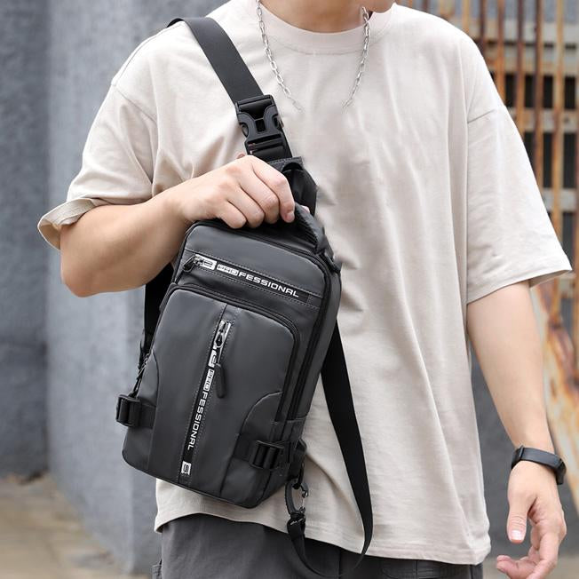 Custom Logo Men's Fashionable Lightweight Casual Business Portable Office Multi-Pocket Chest Bag Shoulder Bag