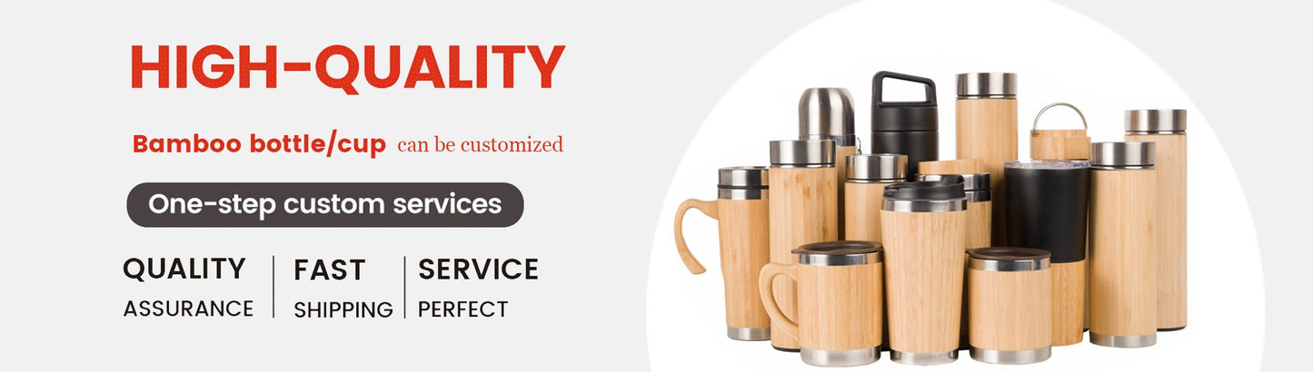Custom Eco-friendly Double Wall Stainless Steel Bamboo Shell Coffee Cup With Lid And Handle Water Cup
