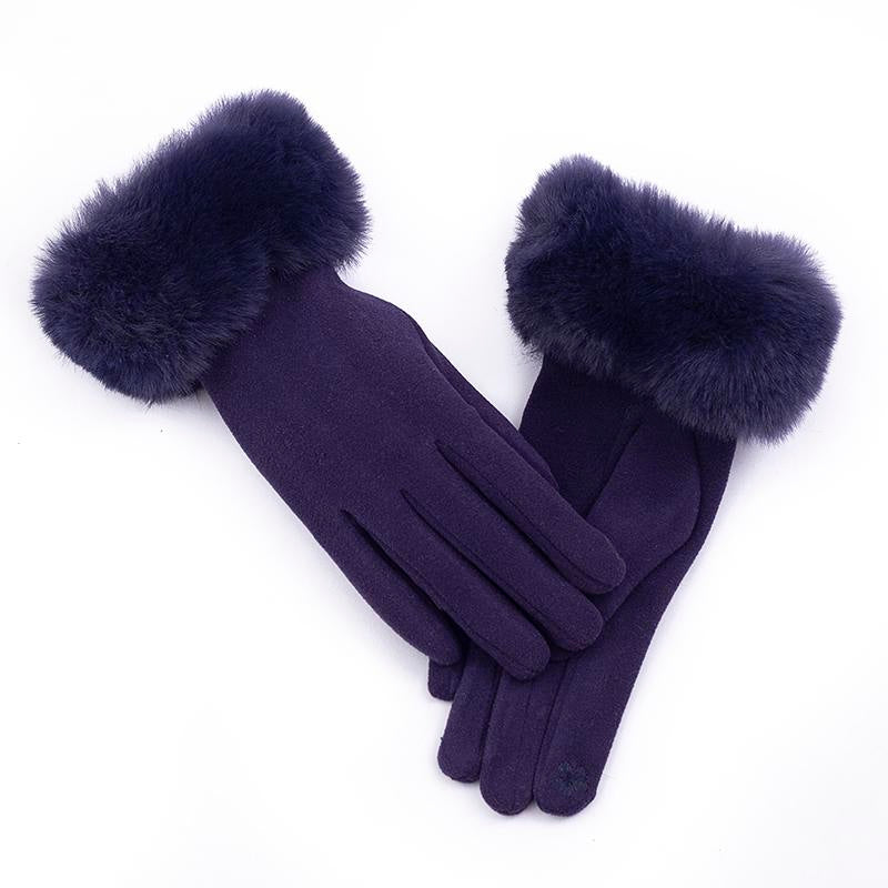 Hot Sale Winter Warm Artificial Wool Cuff Gloves Women Fashion Fleece Touch Screen Gloves