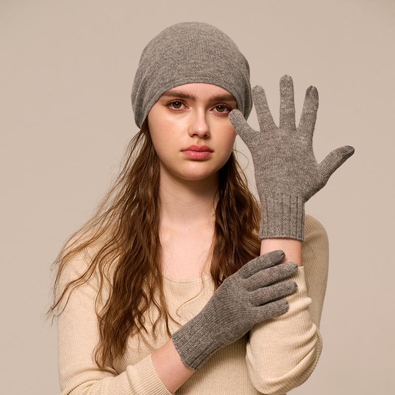 Custom Knitted Cashmere Gloves Factory Wholesale Winter Plain Touch Screen Warm Men's Full Finger Gloves