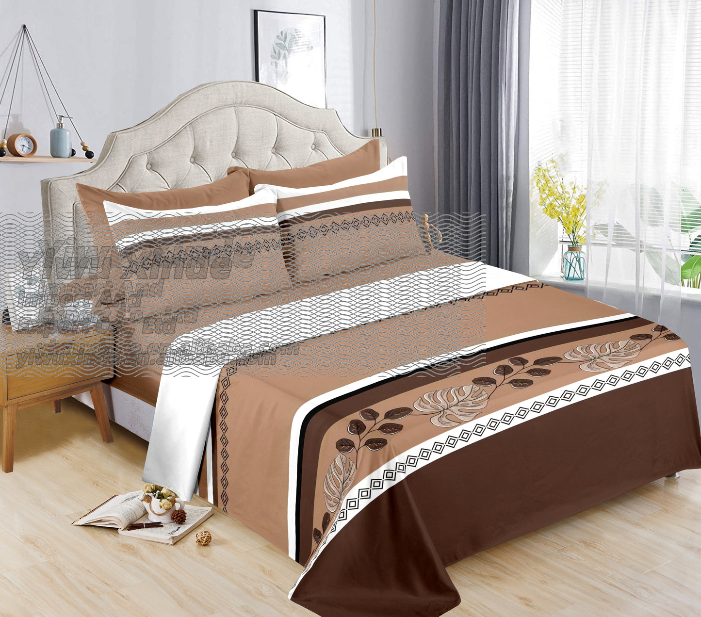 6pc Bedding Suit Wholesale In Stock Retail Printed Cotton Touch Fit Sheets King Bed Sheet With Pillowcase 6 Pcs