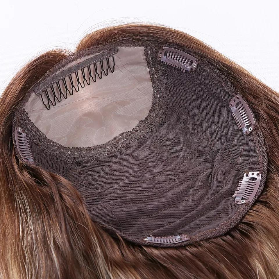 16 "Skin Base Virgin Hair Blonde Highlight Top With 5 Silk Top