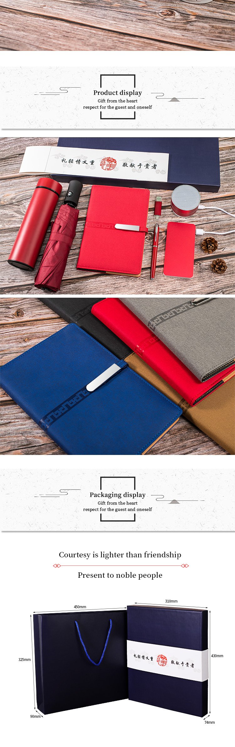 Corporate Gift Souvenirs Customized Logo For Guests Notebook Journal With Pen And Flask Umbrella USB Power Bank