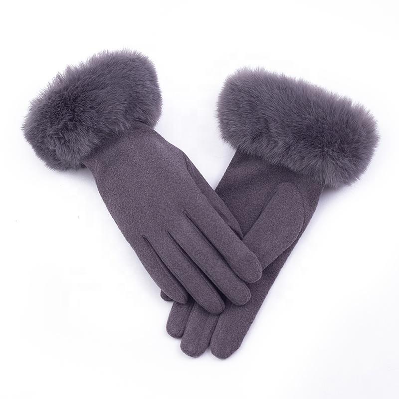 Hot Sale Winter Warm Artificial Wool Cuff Gloves Women Fashion Fleece Touch Screen Gloves