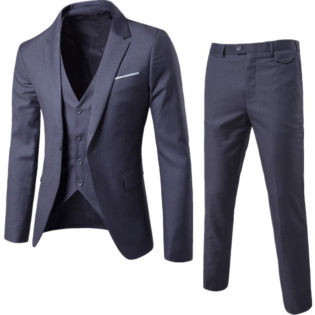 New Trendy Men's Three-Piece Jacket Vest Trousers Slim-Fit Suit Groom Best Man Wedding Dress Casual Suit Men's Suit Jacket Slim-Fit