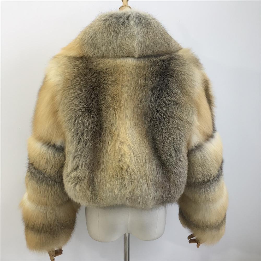 Super Luxury Full Fur 100% Natural Fur Coat Short Winter Fur Coat Women Fortune Golden Island Fox Fur Crop Top