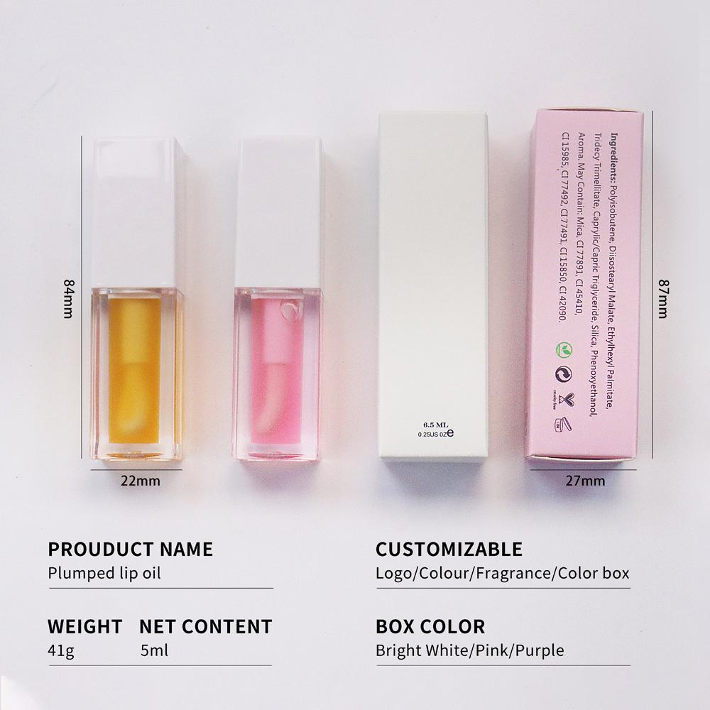 Big Brush 7 Color Changing Lip Oil Moisturizing Seasoning Fruit Transparent Vegetarian Private Label Pink Lip Gloss Lip Gloss