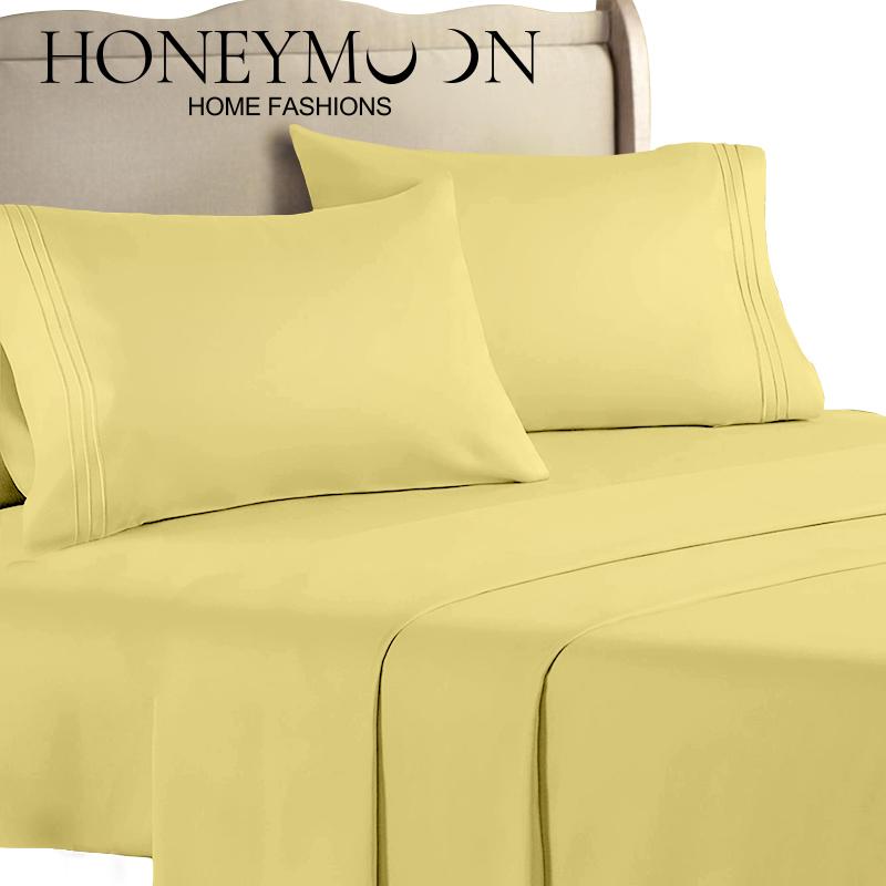 Honeymoon Wholesale Microfiber Lightweight Bedding Embroidery 4 Piece Set Bed Sheet Pillowcase Home Furnishings